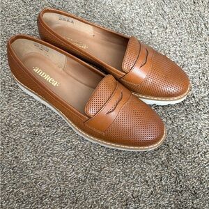 ANDREA FENZI Brown Perforated Flats